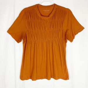 EVERLANE The Smocked Tee in Burnt Orange Cotton size M